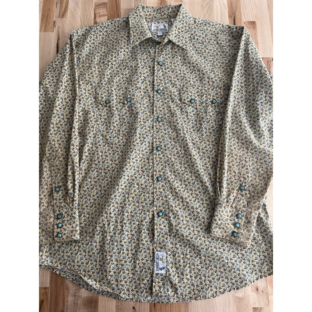Panhandle Slim Men's Long Sleeve Western Shirt Pearl Snap Saw Tooth Floral Large